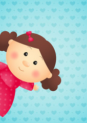 Cute little girl on blue background