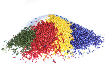colourful plastic polymer granules