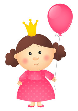 Princess girl with pink balloon