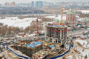 Fototapeta premium Construction site with two new buildings under construction