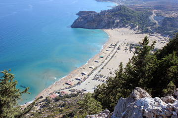 Areal view from Agia Tsambika, Rhodes east side, Greece