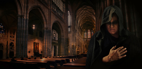 Praying monk