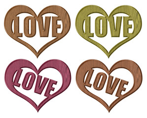 Wood heart on white background