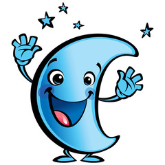 Cartoon moon baby cute smiling character