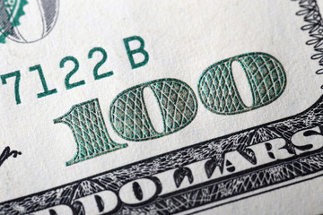 Macro american hundred dollar bill
