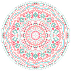 Decorative pink and blue round pattern frame