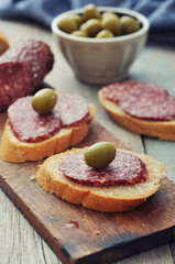Canape with salami
