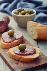 Canape with salami