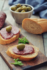 Canape with salami