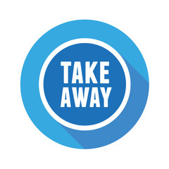Take away sticker label flat design