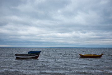 Naklejka na ściany i meble Boat on the Baltic sea.