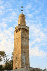 Fototapeta premium Old minaret in jewish quarter Jerusalem near synagogue