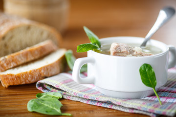 soup with meat and noodles
