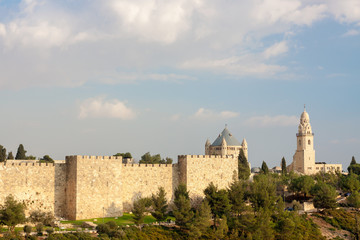 Obraz premium Walls of Jerusalem and Dormitsion