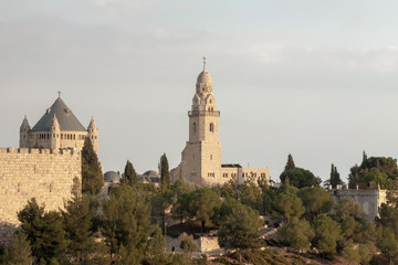 Fototapeta na wymiar Dormitsion and Walls of Jerusalem