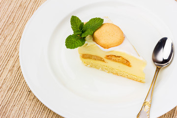 cheese cake on the white ceramic plate