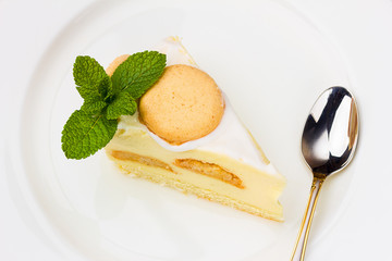 cheese cake on the white ceramic plate