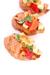 Sandwiches with chicken, tomato, cheese and bell pepper