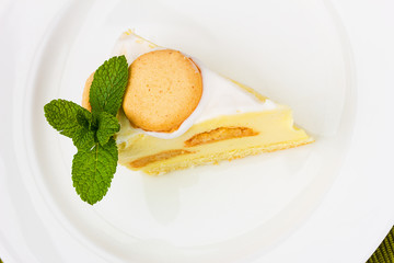 cheese cake on the white ceramic plate