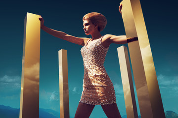 Diamond Dress on Golden Sky