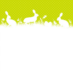 Easter Card Meadow Bunny Dots Green