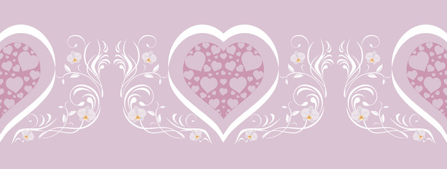 Lilac border with stylish hearts