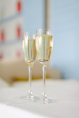 Glasses with Champagne and Rings