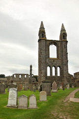 Ruin of St Andrews Cathedral in St Andrews Scotland
