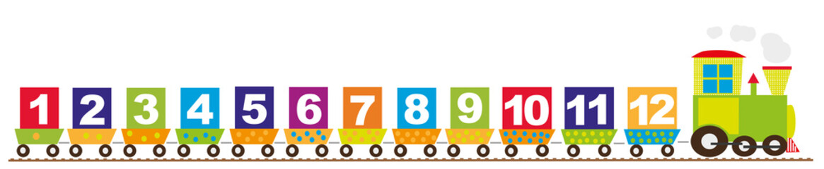 train for kids with numbers 1-12 - vector illustration