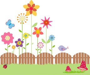 fence and flowers background © profesja_bielsko