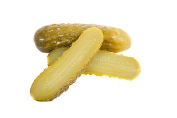 pickled cucumbers. Gherkins, isolated on white