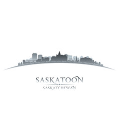 Fototapeta premium Saskatoon Saskatchewan Canada city skyline silhouette white back