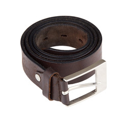 Leather belt on white background