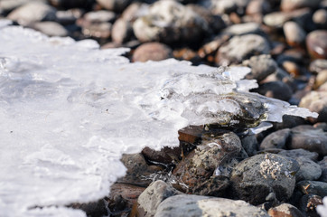 Ice on stones.