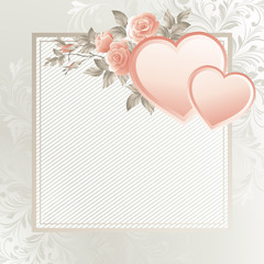 illustration background with heart and roses