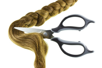 Women braid and scissors