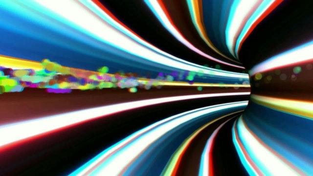 vj, multicolored tunnel. 3d, stereoscopic, anaglyph