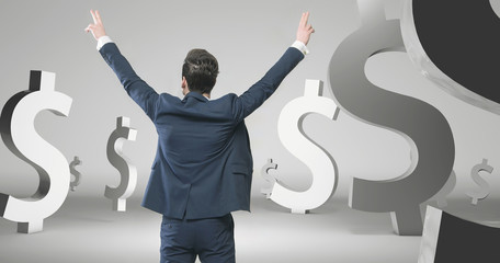 Young businessman making a fortune
