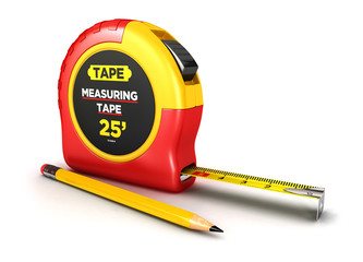 3d measuring tape and a pencil