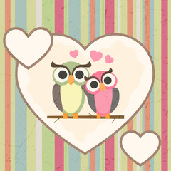 Naklejka premium Owls in love