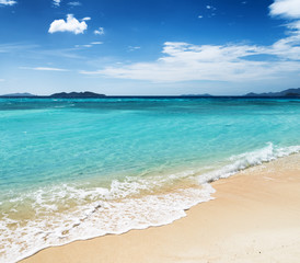 Beautiful tropical beach and blue sky