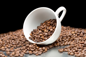 cup with coffee beans