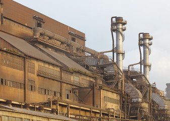 View of Pollution heavy industrial iron plant