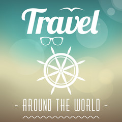 Travel around the world vector postcard