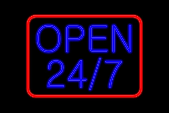 Neon Sign open 24 7
