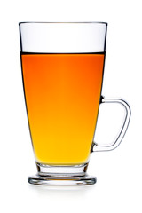 Fresh black tea in glass teacup