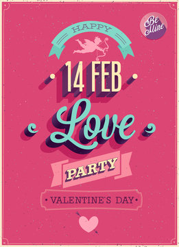 Valentine`s Day Poster. Vector Illustration.