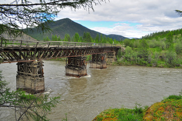 Bridge over the mountain river.