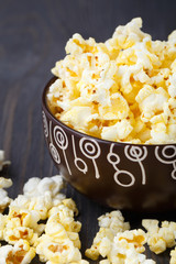 Fresh popcorn in bowl