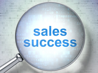 Advertising concept: Sales Success with optical glass